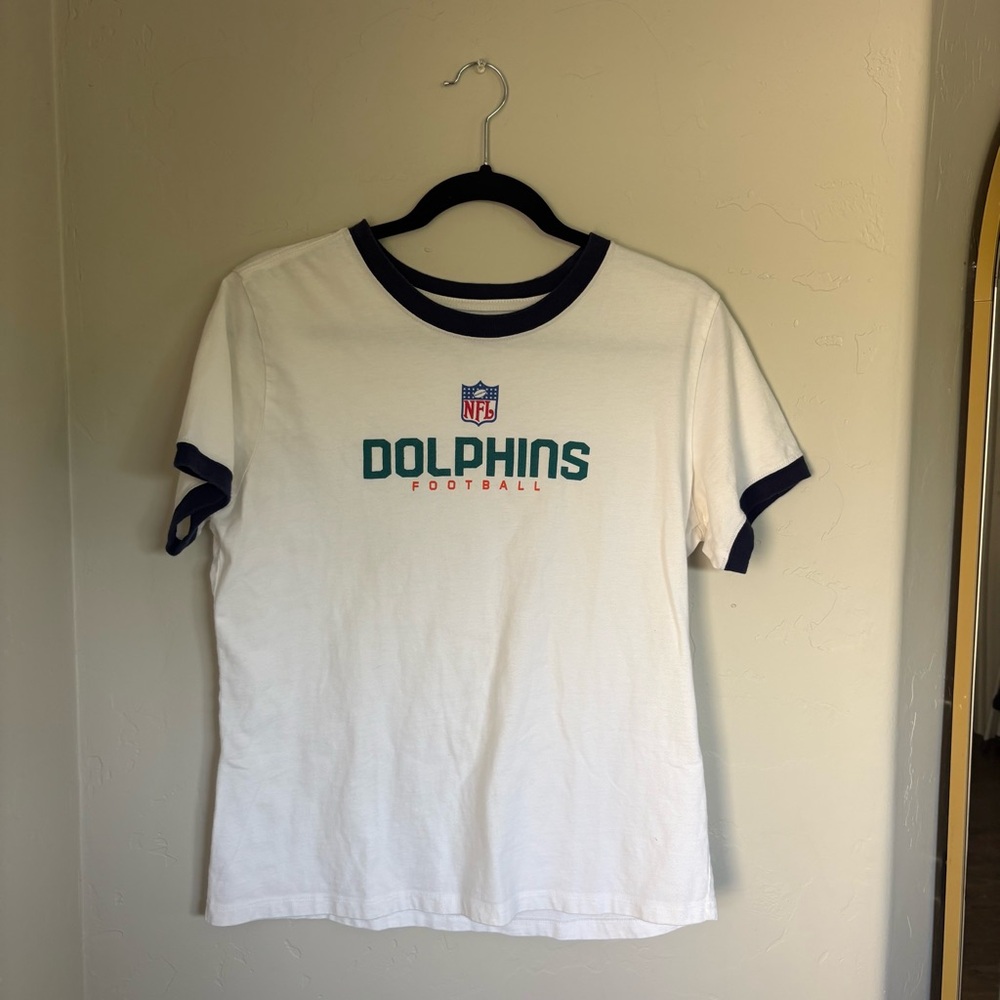 Vintage style Miami Dolphins football nfl ringer tee